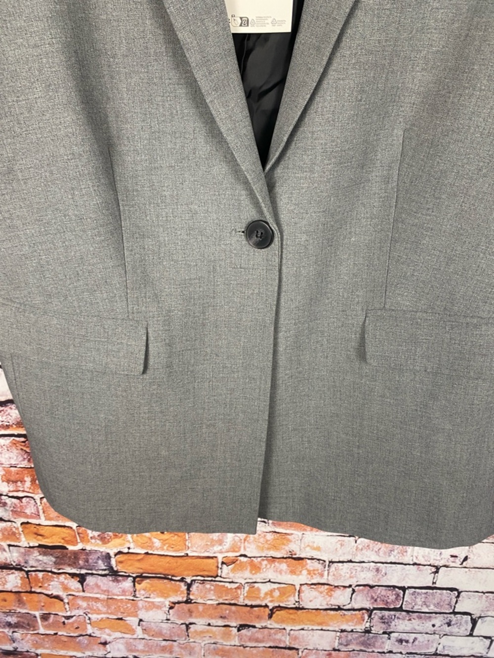 Kaffe Curve IDA Short Sleeve Grey Lightweight Classic Neutral Coat Blazer Sz 14 - Picture 8 of 16